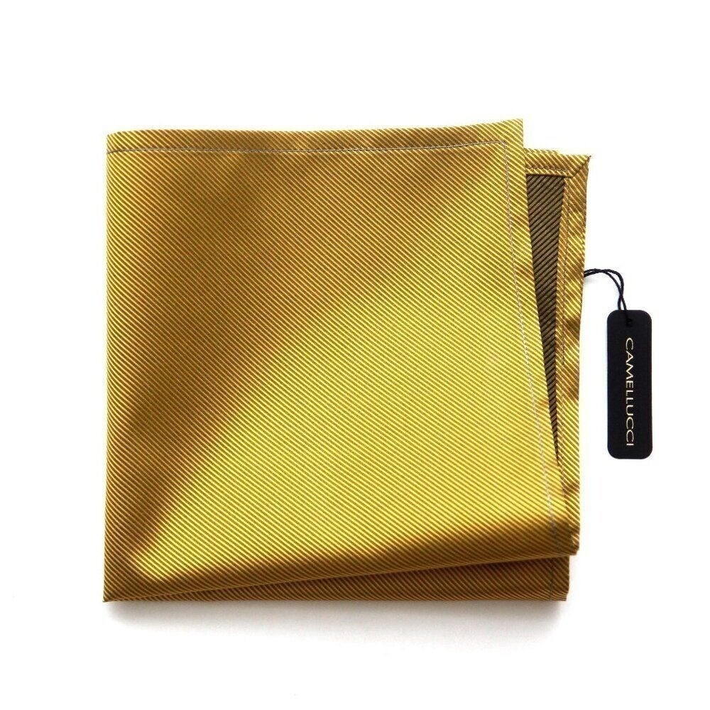 Camellucci Pocket‎ Square 12" Gold Mustard 100%silk